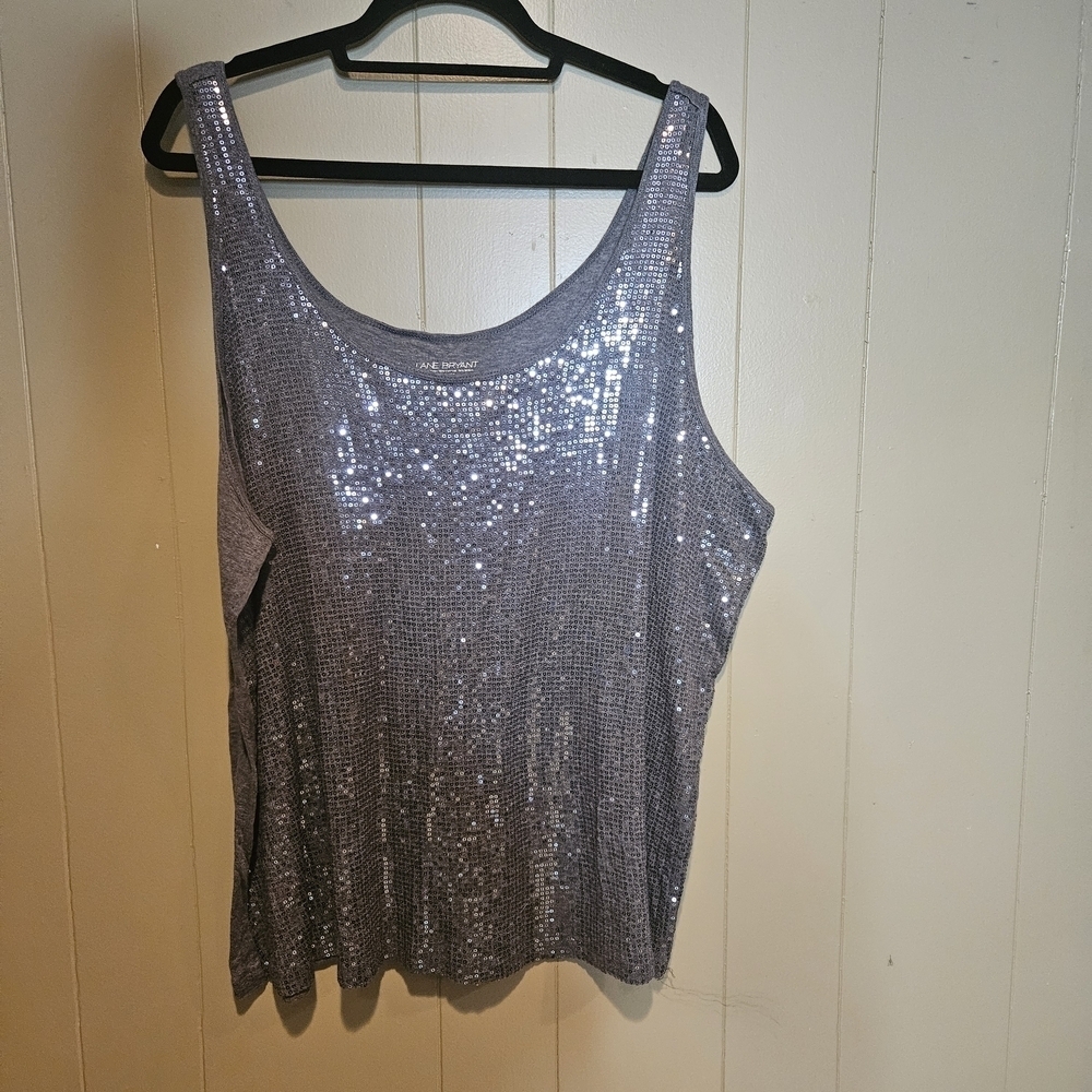 Lane Bryant Gray Sequin Tank Top – Women’s Plus 22/24 – Soft Stretch Glam Style